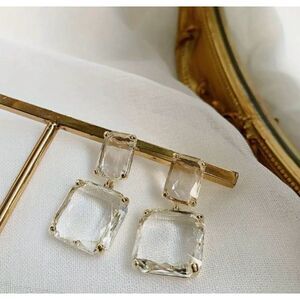 💛 NEW double dangle square crystal earrings 💛